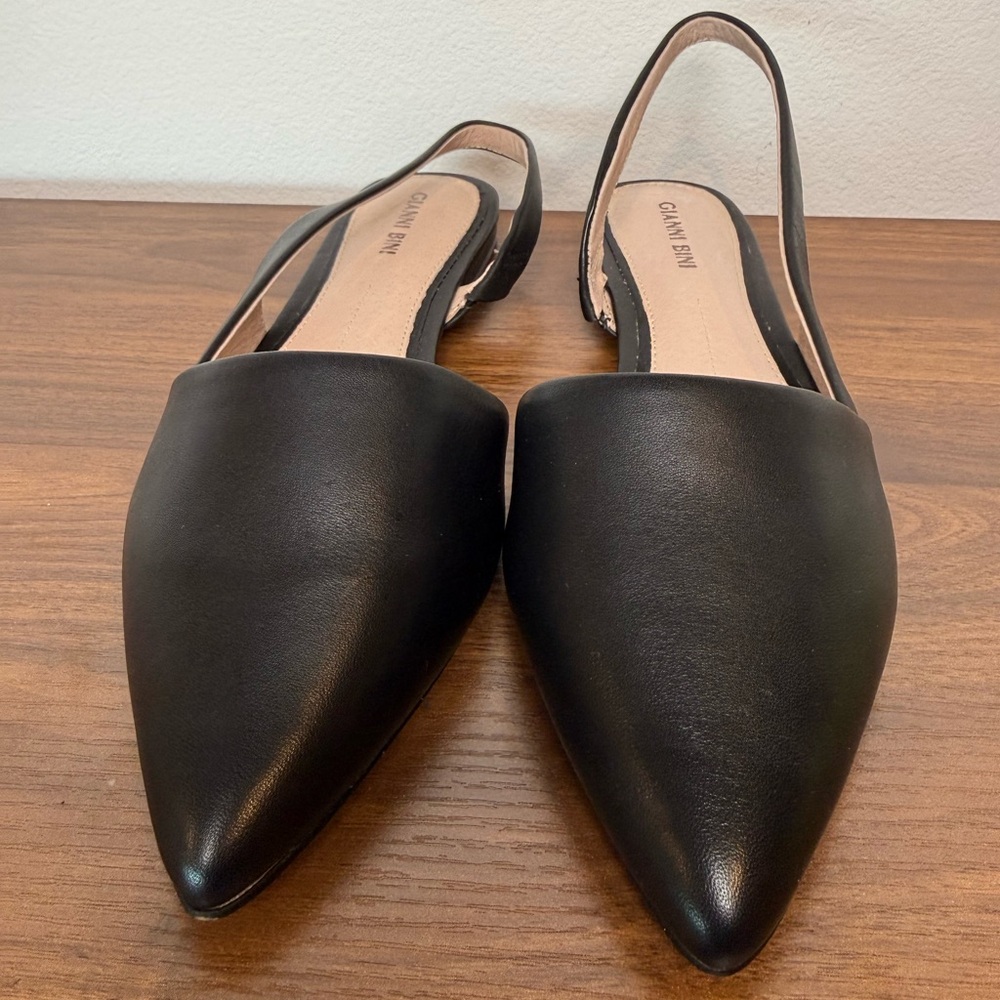 Gianni Bini Leather Pointed Toe Slingback Flats Size 7.5M